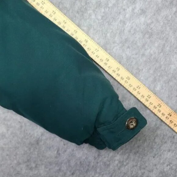 VTG Eddie Bauer Goose Down Premier Polar Parka Women M Canadian Coyote Fur Green - Picture 9 of 10